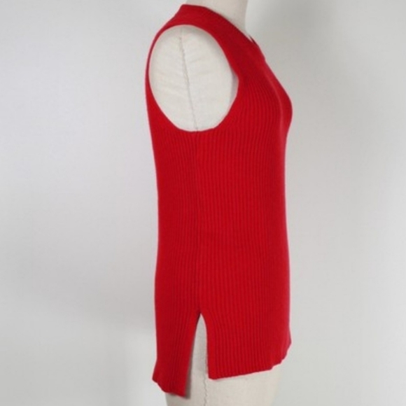 J. Crew XS Classic Crew Neck Cotton & Merino Wool Sleeveless Red Sweater - Picture 3 of 4